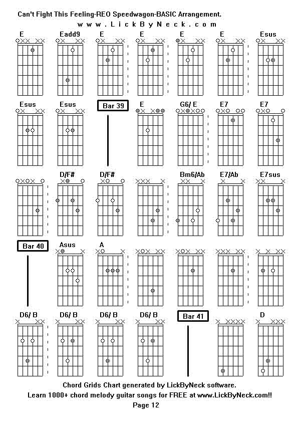 Chord Grids Chart of chord melody fingerstyle guitar song-Can't Fight This Feeling-REO Speedwagon-BASIC Arrangement,generated by LickByNeck software.